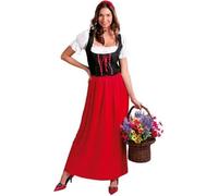 FIESTAS GUIRCA | Costume de Posadera Medieval pour Femme (44-46/XL) - Robe, Gilet et Foulard - Costumes de Tavernière et Serveuse pour Fêtes Médiévales, Halloween et Carnaval - Marron et Rouge