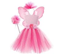 Deguisement Bebe Halloween,Enfant en Bas âge Halloween Custome Filles Robe de Princesse Tutu Robe en Maille avec Aile fée Chapeaux 4 pièces Ensembles Performance (4-5 Years)