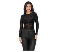 FIESTAS GUIRCA | Maillot Dentelle Crânes Noir (42-44/L) - Chemise et Tablier pour Costume d'Halloween et Carnaval - Idéal pour Fêtes d'Horreur et Célébrations - Unisexe - Noir
