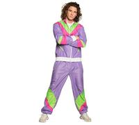 Déguisement - BOLAND - Jogging rétro homme - violet/vert/rose - veste & pantalon - style années 80 L