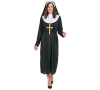 DEGUISE TOI - Déguisement bonne soeur femme - Robe - Coiffe - S - Noir - Déguisements adultes - 100% Polyester - Lavage à la main - Halloween-carnaval