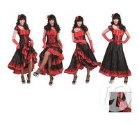 Déguisement cabaret saloon femme - FUNNY FASHION - Taille S/M - Rouge et noir - Polyester - Dentelle