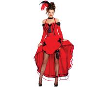 Déguisement Cancan Rouge Avec Noeuds Noirs Femme - Taille: Xl (44-46) Noir