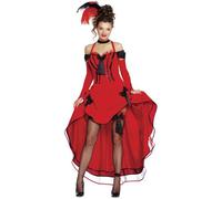 Déguisement cancan rouge avec noeuds noirs femme XL