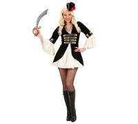 Déguisement Capitaine Pirate Femme Noir Crème Doré Large Rouge