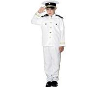 Smiffy's Costume de capitaine – enfant, blanc, avec haut, pantalon et chapeau – Halloween