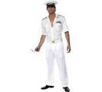 Haut Pistolet Captain 80s Costume Blanc Pilote Hommes Déguisement Tom Cruise M L