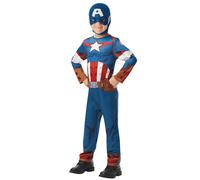 RUBIE'S Avengers Officiel - Déguisement Classique Captain America Enfant - Taille M - 5-6 ans - 105 à 116 cm - Costume Combinaison Bleue et Rouge et Cagoule - Pour, Carnaval