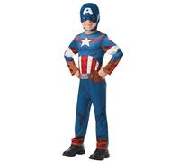 RUBIE'S Avengers Officiel - Déguisement Classique Captain America Enfant - Taille M - 5-6 ans - 105 à 116 cm - Costume Combinaison Bleue et Rouge et Cagoule - Pour, Carnaval