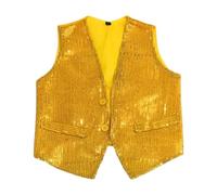 Deguisement Carnaval Enfant Garcon Gilet Paillettes Scintillant, Costume Spectacle Danse Fête, Tenue Chorale Garçon Fille, Veste sans Manches Brillante (GD2, 5-6 Years)