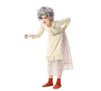 Deguisement Carnaval Fille Robe Centenaire École, Costume Vieille Dame Mamie, Tenue 100e Jour Fête, Déguisement Ancien Drôle(Beige, 150)
