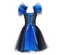 Deguisement Carnaval Fille Robe Sorcière Noire, Costume Halloween Vampire Gothique, Tenue Fête Morts Enfant, Vêtement Cosplay Mystérieux(H, 6)
