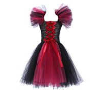 Deguisement Carnaval Fille Robe Sorcière Noire, Costume Halloween Vampire Gothique, Tenue Fête Morts Enfant, Vêtement Cosplay Mystérieux(J, 10)