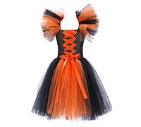 Deguisement Carnaval Fille Robe Sorcière Noire, Costume Halloween Vampire Gothique, Tenue Fête Morts Enfant, Vêtement Cosplay Mystérieux(G, 4)