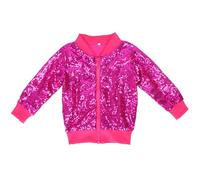 Deguisement Carnaval Fille Veste Sequins Couleur Unie, Manteau Manche Longue Brillant, Tenue Scène Chorale Danse, Vêtement Fête Chic(RD1, 5-6 Years)