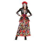 Déguisement - Catrina - Fille - Multicolore - Tissu - Dentelle - Fleurs artificielles 14-16 ans
