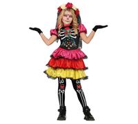 Déguisement Catrina Jour Des Morts Coloré Fille Multicolore
