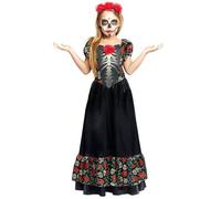 Déguisement Catrina Mexicaine Roses pour fille 7-9 ans
