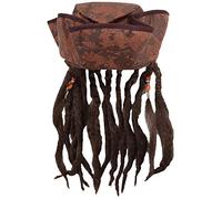 Deguisement Chapeau de Pirates des caraibes marron avex cheveux attaches