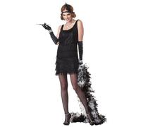 Déguisement Charleston - California Costume - Lady Cabaret - Robe à franges noire - Pour femme adulte