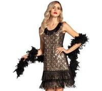 Boland 87113 - Robe Flapper Peacock pour adulte, taille M, Charleston, motif paon, costume pour femme, années 1920, 1920, fête à thème, carnaval, noir et doré