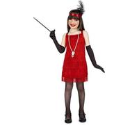 Déguisement - Charleston Fringes Rouge - Robe avec ruban plume - Pour fille - 5 ans et plus 3-4 ans