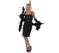 Karnival Costumes-1920's Black Flapper Dress Costume, Femme, 81025, Noir, S