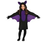 Déguisement - Chauve-souris - Ailes violettes intégrées - Robe zippée - Capuche oreilles pointues 7-9 ans