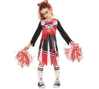 DÉGUISEMENT CHEERLEADER ZOMBIE POMPOM FILLE 5/6 ANS Rouge, Bordeaux 9-10 ans