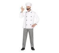 FIESTAS GUIRCA Déguisement de grand chef pour homme - Costume complet de chef cuisinier avec toque, veste et pantalon - Déguisement de cuisinier homme taille M