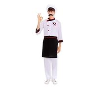 Déguisement - Chef cuisinier - Homme - Blanc - Comprend chemise, chapeau, tablier S