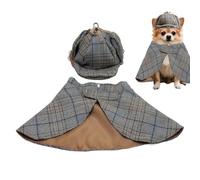 Déguisement Chien - Coton 35x22x2cm | Vêtements Animaux Mignon Avec Chapeau | Cape Détective Sans Manches Canin | Tenue Souple Agréable Pour Petit, Moyen Toutou Et Chat | Robe Adorable Animal Fête Hal