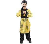 DEGUISE TOI - Déguisement chinois garçon - Tunique - Pantalon - Ceinture - Coiffe - M 7-9 ans (120-130 cm) - Jaune - Déguisements enfants - 100% Polyester - Lavage à sec - Carnaval