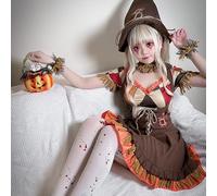 Deguisement Citrouille Adulte Cosplay Halloween Femme, Chapeauc Manchettes Collier Costume D'éPouvantail Marron Costume d'halloween Adulte DéGuisement De FêTe Et De Carnaval