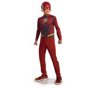 RUBIES - DC officiel - FLASH - Déguisement pour enfants entrée de gamme Flash Justice League- Taille 7-8 ans. Costume officiel avec combinaison et masque en PVC Halloween