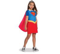 RUBIES - DC Super Hero Girls - Déguisement Classique Supergirl - Taille L - Costume Combinaison Bleu et Cape Rouge - Pour Halloween, Carnaval - Idée Cadeau Noël