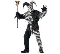 Déguisement clown Arlequin d'Halloween homme noir