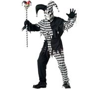 Déguisement clown Arlequin d'Halloween homme noir - Noir - S