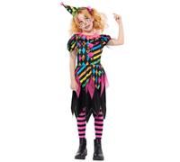 Déguisement Clown Fluo Horreur Folie Fille Multicolore