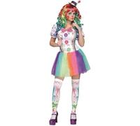 Déguisement Clown - Payasa Rainbow - Robe multicolore - Chapeau inclus - Pour femme adulte M