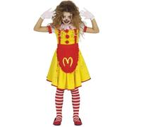 Déguisement Clown Ronald Burger Ensanglanté Fille 10/12 Ans - Jaune Multicolore