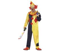 Déguisement Clown Sanguinaire - Rhombus - Homme - Jaune - Chapeau Pointu - Combinaison avec Collerette M
