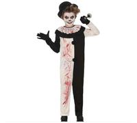 Déguisement Clown - Terreur - Pierrot - Garçon 7/9 ans - Noir - Combinaison bicolore - Colerette 7-9 ans