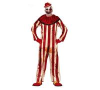 FIESTAS GUIRCA | Costume de Payaso Rayado Adulte (52-54/L) - Combinaison - Costumes de Clown pour Halloween, Carnaval et Fêtes Déguisées - Idéal pour Adultes - Beige et Rouge