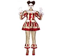 Déguisement clown terrifiante rouge et blanc femme L