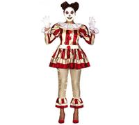 Déguisement clown terrifiante rouge et blanc femme S