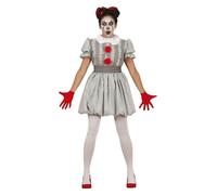 Déguisement Clown Vintage Femme - Gris - Robe avec Collerette - Style Rétro - Parfait pour Halloween M
