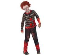 Smiffy's Costume Clown Zombie Deluxe – Rouge et Vert, masque en latex, haut et pantalon – Halloween