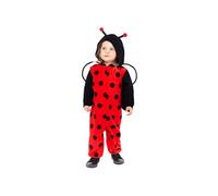 Amscan 9919079 - Unisex Fleece Ladybug Onesie Babies Hooded Romper with Headpiece Fancy Dress Costume Size: 6-12m