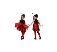 Déguisement coccinelle - Fille - Robe à pois rouge et noire - Ailes et antennes - 100% Polyester